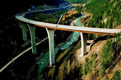 highway bridge through Kicking Horse Pass