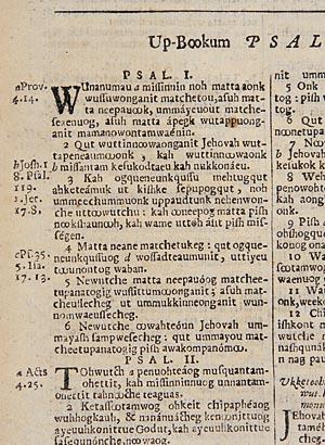 a page from Eliot's Algonquin-language Bible