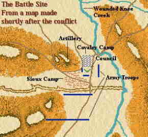 map of the Wounded Knee Massacre site