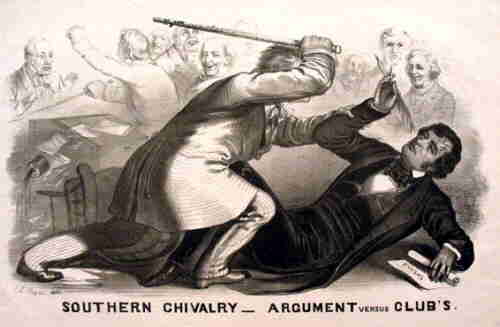 Preston Brooks beating Charles Sumner with a cane