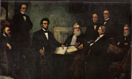 Lincoln reading the Preliminary Emancipation Proclamation to his Cabinet