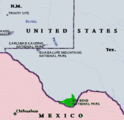 map showing location of Big Bend National Park