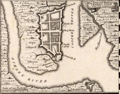 map of Charles Towne in 1733