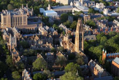 view of Yale University campus showing Harkness Memorial Tower