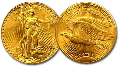 the 20-dollar gold piece designed by Saint-Gaudens