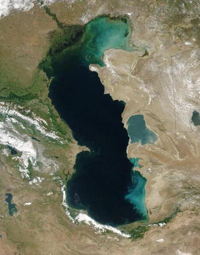 satellite view of the Caspian Sea