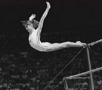 Nadia on the uneven bars