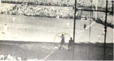 Babe Ruth gesturing toward center field