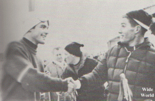 Toni Sailer after winning the international slalom in January