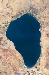 satellite view of the Sea of Galilee