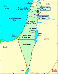 map showing the location of the Sea of Galilee