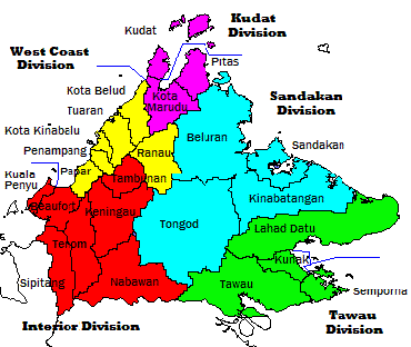 administrative map of Sabah