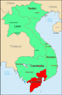 location of Cochin China (in red)