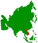 Vietnam on a map of Asia