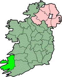 County Kerry on map of Ireland