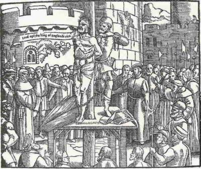 Tyndale being tied to the stake