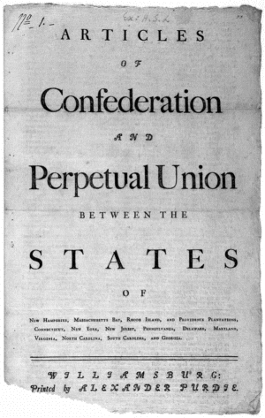 book copy of the Articles of Confederation