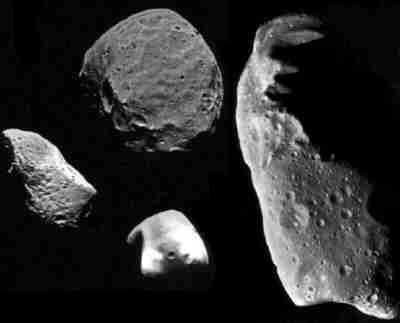 a montage of typical asteroids