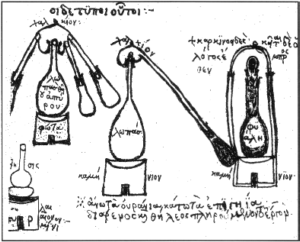 third-century illustration of alchemical distillation apparatus