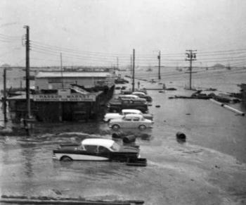 Crescent City, California, after being hit by a tsunami