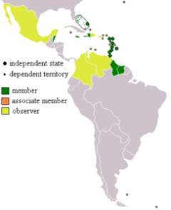 map showing CARICOM member states