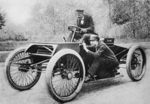 Henry Ford racing one of his cars, 1901