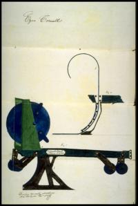 patent drawing of Cornell's cable-laying machine