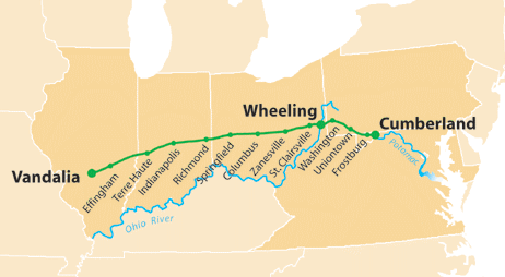 map of the Cumberland Road