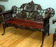 a wrought iron bench crafted at Coalbrookdale