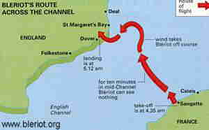 his route across the Channel